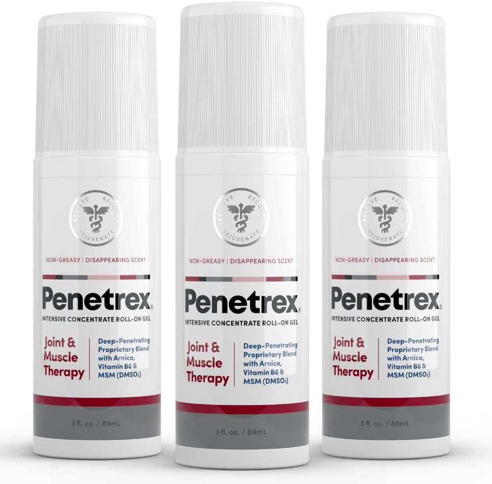 Penetrex Joint & Muscle Therapy ? Soothing Gel for Back, Neck, Hands, Feet ? Premium Whole Body Rub with Arnica, Vitamin B6 & MSM ? 3oz Roll On Gel (3-Pack)