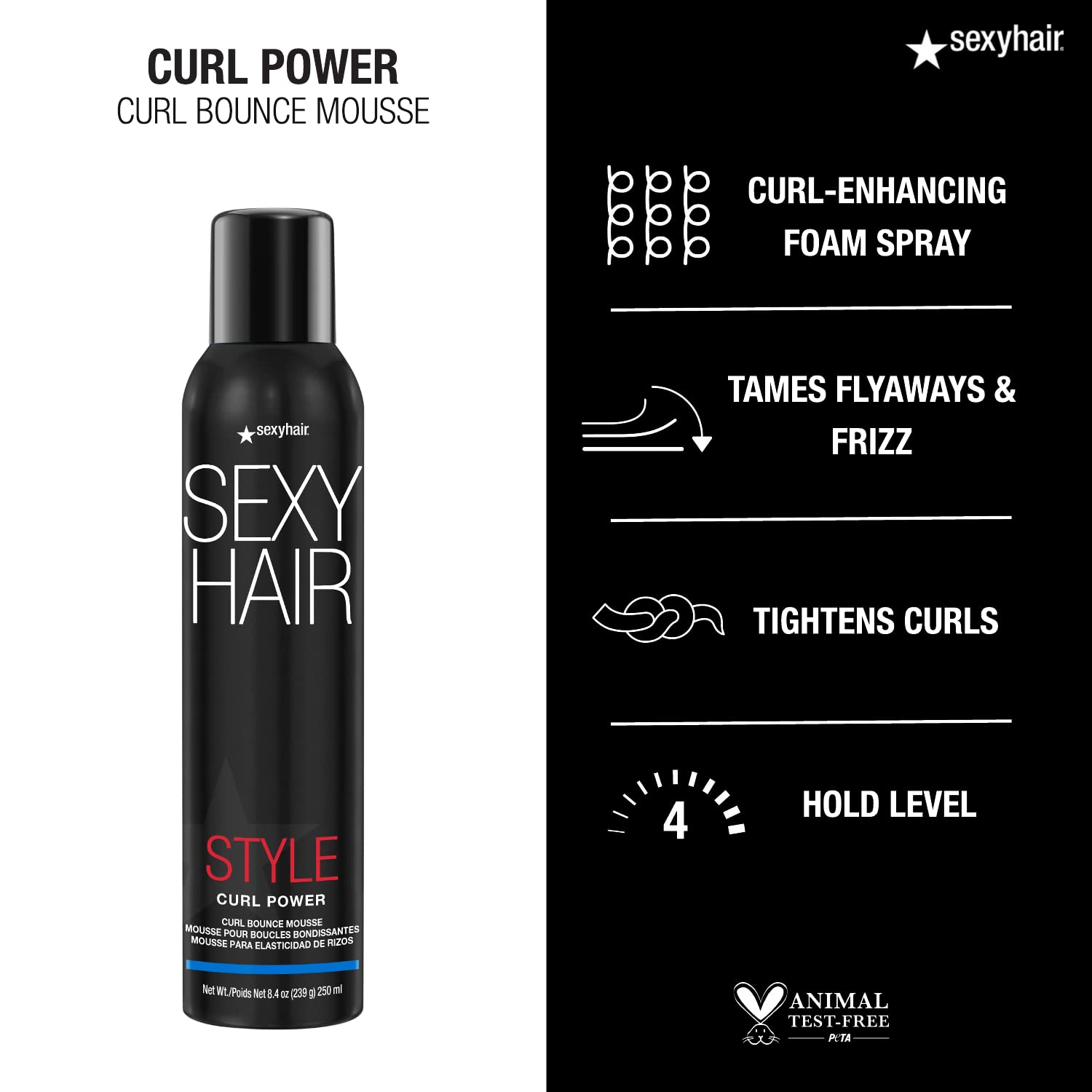 SexyHair Style Curl Power Curl Bounce Mousse, 8.5 Oz | Light Control | Tames Unruly Curls | Adds Definition and Controls Frizz : Beauty & Personal Care