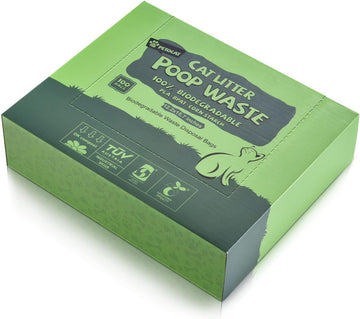 Cat Litter Bags For Poop Biodegradable Cat Waste Disposal Bag Leakproof Durable And Unscented Large To Fit Any Scoop Strengthen Dog Poop Bag- 100 Count