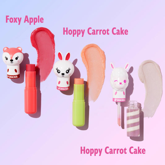 Lip Smacker Lippy Pals, Unicorn, Panda, Kitten, Lip balm for Kids - Foxy Apple, Hoppy Carrot Cake, Strawberry Llama