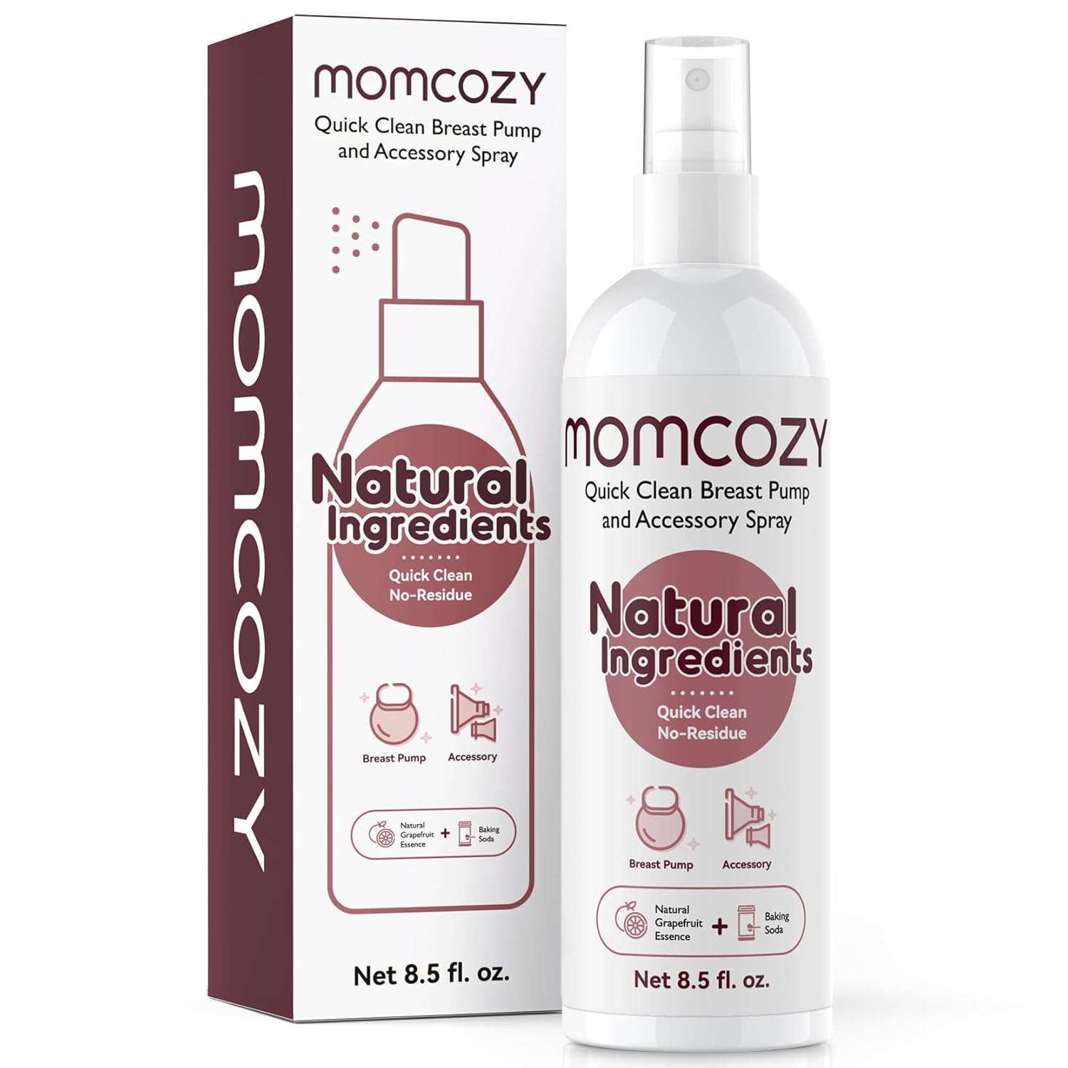 Momcozy Portable Breast Pump Cleaner Spray, Strong Milk Fat Removal & Residue-Free, Natural Grapefruit Scent, Pump Spray For Breast Pump And Other Baby Products, 8.5 Fl Oz Bottle