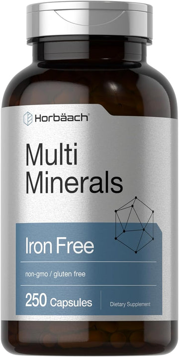 Horbäach Multi Minerals Supplement | 250 Capsules | Iron Free | Daily Mineral Complex for Men and Women | Non-GMO & Gluten Free