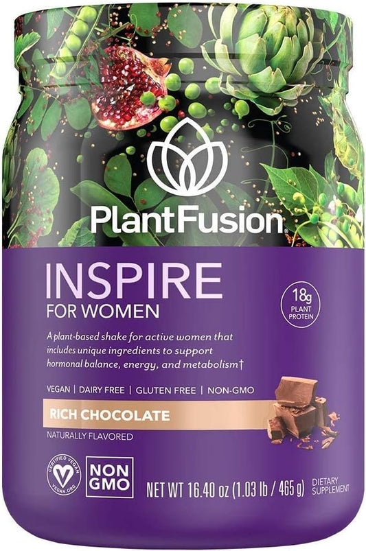 PlantFusion Inspire Women Protein Powder Bundle, Plant Based Vegan Protein Supplement, Balances Stress & Female Hormones, Supports Metabolism, Vanilla 1 LB and Chocolate 1 LB