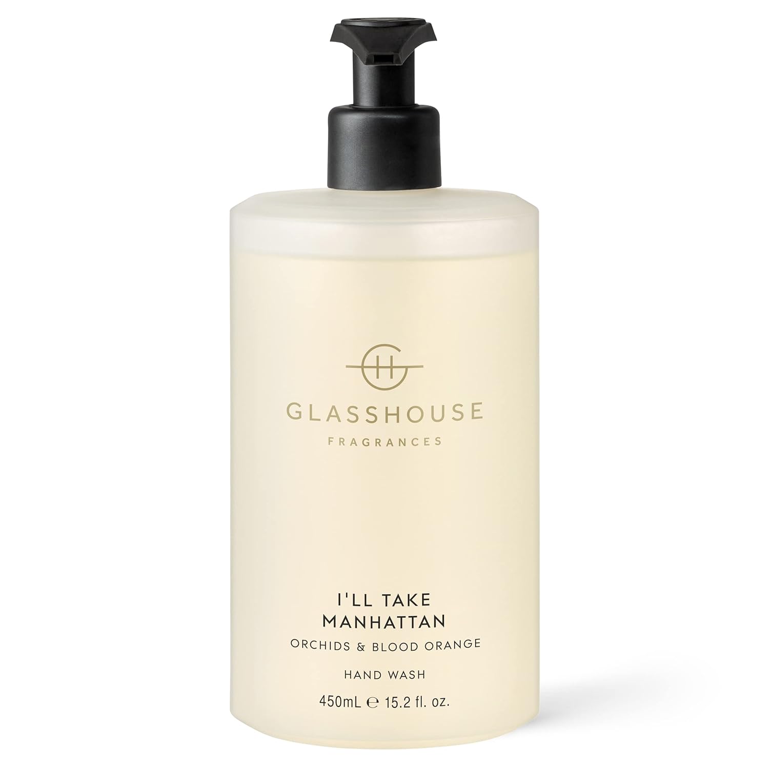 Glasshouse Fragrances I'Ll Take Manhattan Hand Wash, Rich In Aloe Vera & Vitamin E, Soothing & Moisturizing, Orchids & Blood Orange Scent, 15.2 Fl Oz (450Ml)