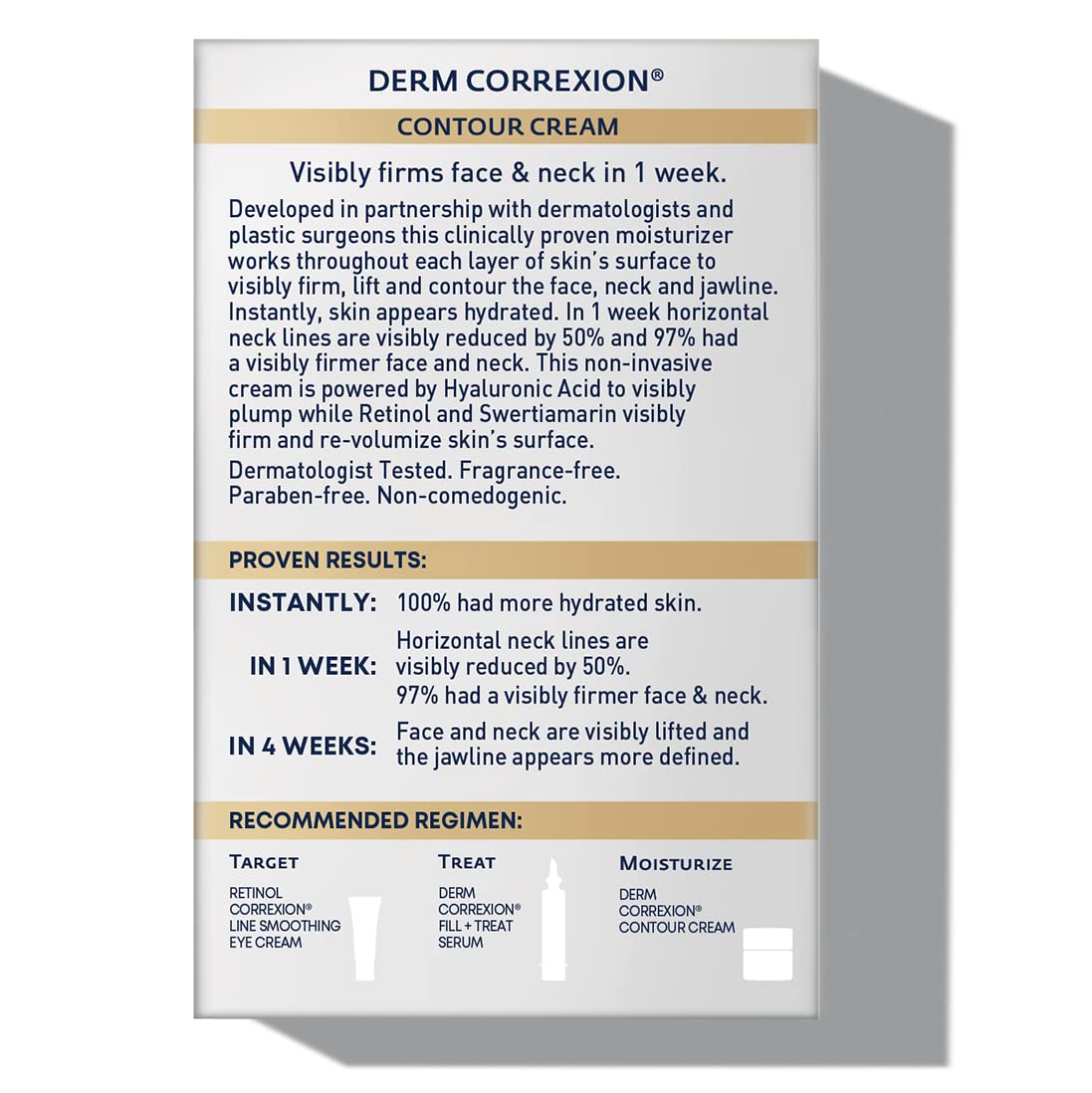 RoC Derm Correxion Neck Cream with Hyaluronic Acid and Advanced Retinol to visibly Tighten & Lift Horizontal Neck Lines, Facial Moisturiser to Contour Face, Neck + Jaw, (1.7 oz) with Retinol Packette : Beauty & Personal Care