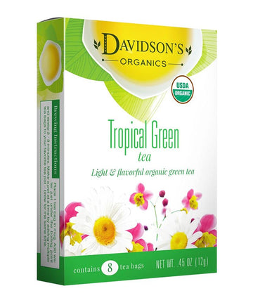 Davidson'S Organics, Tropical Green Tea, 8-Count Tea Bags, Pack Of 12