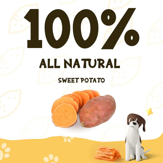 ASMPET Sweet Potato Dog Treats, Healthy Natural Low Fat Grain Free Treats, Gluten Free Vegetarian Snack Gift for Small Medium & Large Dogs, Vegan Dog Chews 10.6oz