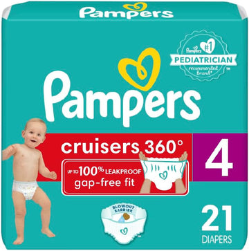 Pampers Cruisers 360 Diapers - Size 4, 21 Count, Pull-On Disposable Baby Diapers, Gap-Free Fit