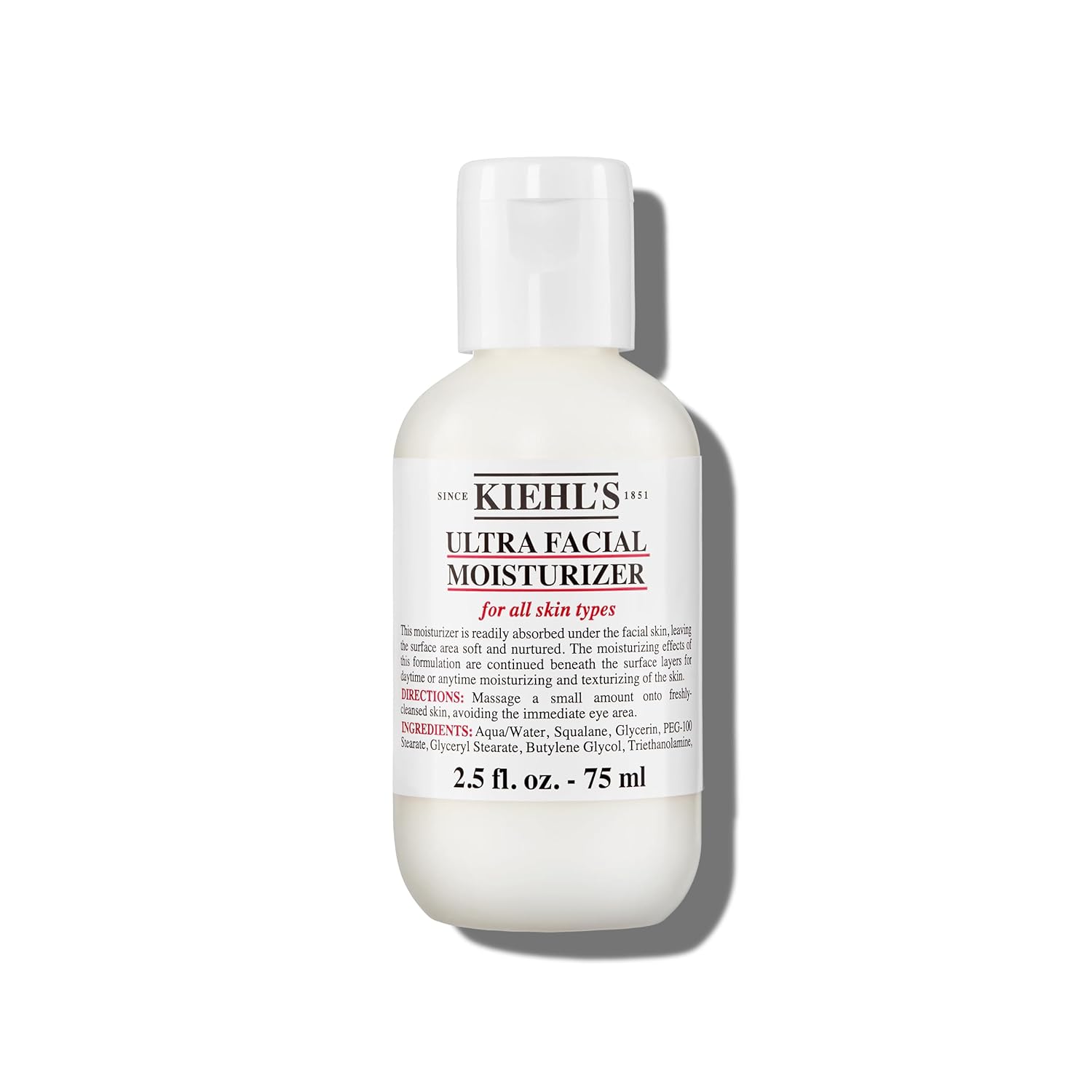 Kiehl'S Ultra Facial Moisturizer, For Easy Daily Hydration, Infused With Squalane And Glycerin, Replenishes Moisture Barrier And Softens Skin, Suitable For All Skin Types, Fragrance-Free