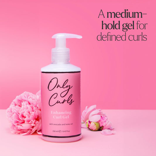 Only Curls Enhancing Curl Gel, 250Ml, Curly Hair Product, Curl Enhancer & Frizz-Control, Lightweight Styling Gel, Medium Hold, Soft, Defined, Frizz-Free Curls, Cast-Free, For All Curly Hair Types