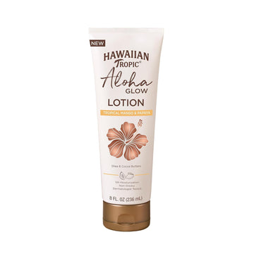 Hawaiian Tropic Aloha Glow Lotion, 8Oz | Tan Extender Lotion, After Sun Tan Extender, After Sun Care With Shea Butter & Cocoa Butter, Hawaiian Tropic Body Moisturizer, Body Cream For Women, 8 Fl Oz