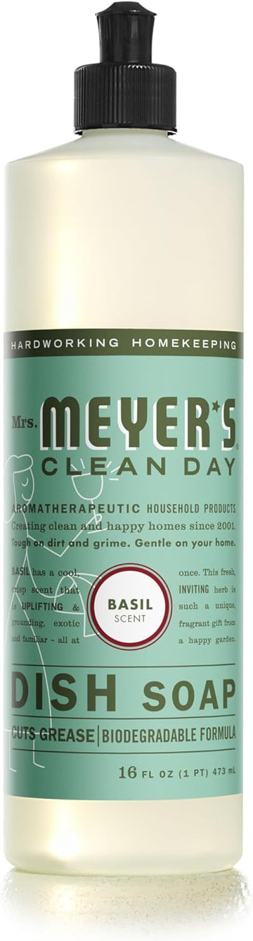 Mrs. Meyer'S Clean Day Liquid Dish Soap, Biodegradable Formula, Basil, 16 Fl. Oz