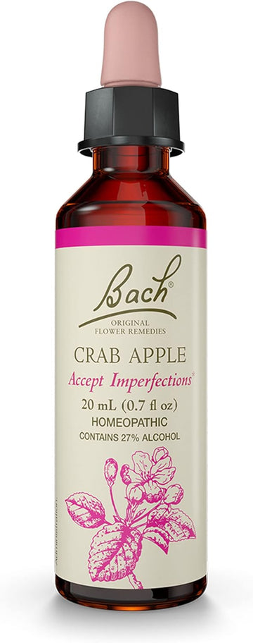 Bach Original Flower Remedies, Crab Apple for Accepting Imperfections, Natural Homeopathic Flower Essence, Holistic Wellness and Stress Relief, Vegan, 20mL Dropper