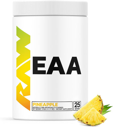 Raw Eaa Amino Acids Powder, Pineapple (25 Servings) - Pre Workout Amino Energy Powder For Strength, Endurance, Recovery & Lean Muscle Growth - Bcaa Amino Acids Supplement For Men & Women