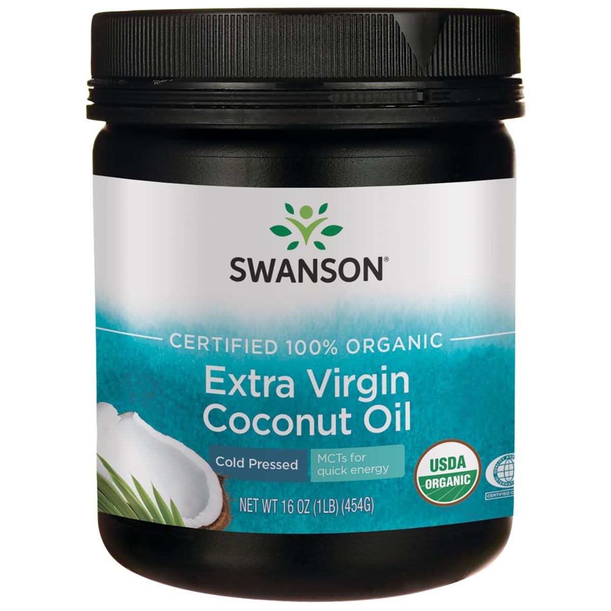 Swanson Organic Certified 100% Organic Extra Virgin Coconut Oil 16 Ounce (1 Lb) (454 G) Solid Oil