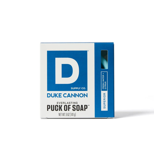 Duke Cannon Supply Co. Bar Soap Puck - Men'S Rounded Bar Soap With Masculine Scents - Hydrating & Cleansing -Disc-Shaped Mens Soap - All Skin Types - Superior (5 Oz)