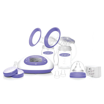 Lansinoh Signature Pro Double Electric Breast Pump, Portable Breast Pump, 3 Power Options, Lcd Display, Includes Breast Pump Bag, 25Mm Breast Pump Flanges And 2 Lansinoh Baby Bottles (Pack Of 1)