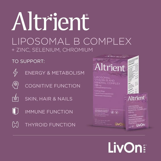 Altrient B - Liposomal Vitamin B Complex By Livon Labs - B1, B2, B6, B12, Niacin, Pantothenic Acid, Folate Biotin, Plus Minerals Zinc, Chromium, Selenium