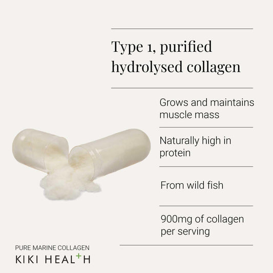 Kiki Health Pure Marine Collagen - Discover Radiant Wellness With Premium Hydrolysed Supplement - Sustainably Sourced From Wild Fish, Type 1 Purified, Naturally High In Protein | 150 Capsules | 450Mg