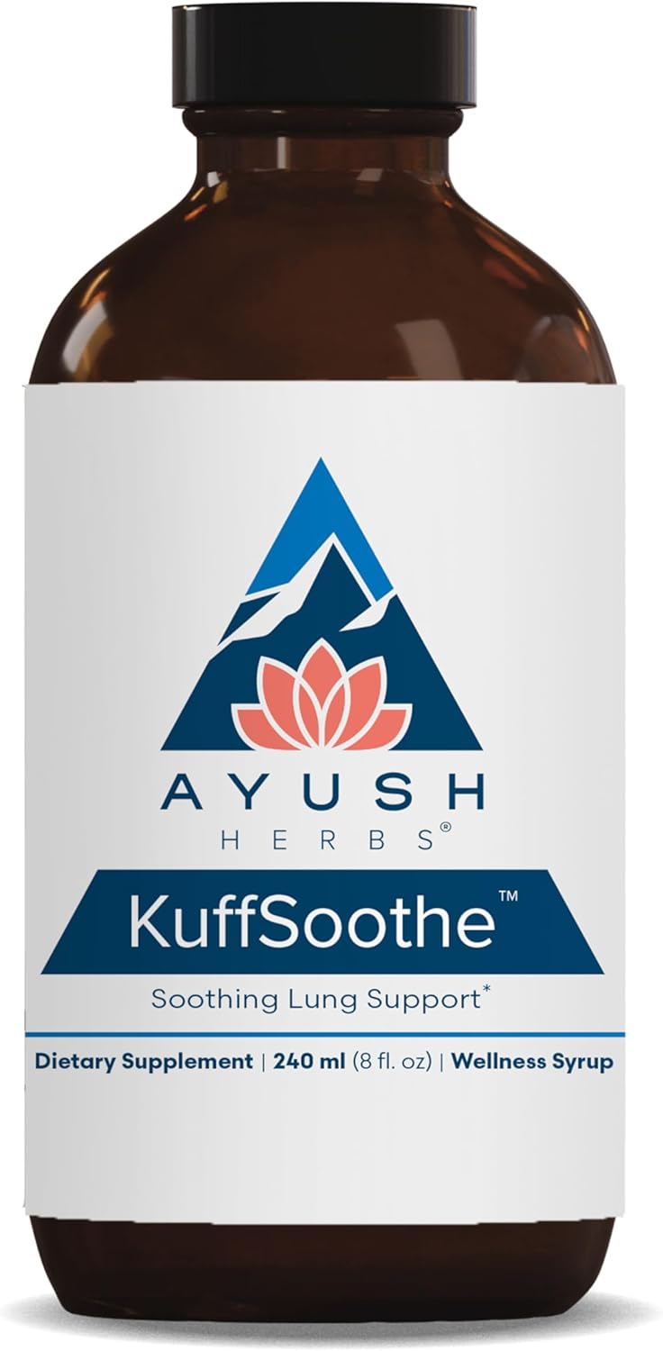 Ayush Herbs Kuffsoothe - Bronchial Wellness Syrup, Bronchial Support Supplement, Natural Cough Syrup To Sooth Sore Throat, Sinus & Immune Health Formula With Ginger & Honey - 8 Fl Oz (1 Count)