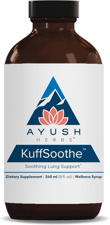Ayush Herbs Kuffsoothe - Bronchial Wellness Syrup, Bronchial Support Supplement, Natural Cough Syrup To Sooth Sore Throat, Sinus & Immune Health Formula With Ginger & Honey - 8 Fl Oz (1 Count)