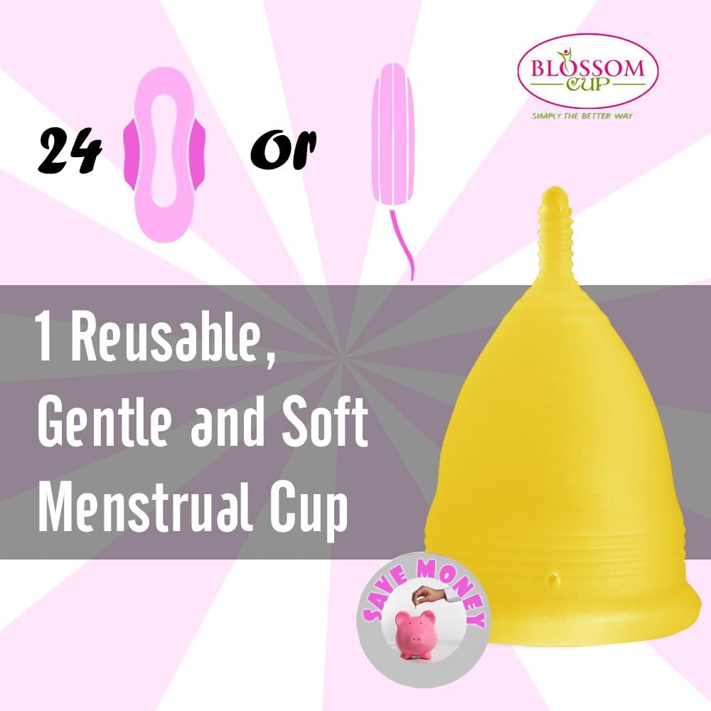 Blossom Menstrual Cup Say No to Tampons. Get Blossom Cups for Menstrual (Yellow, Large Menstrual Cup) : Health & Household