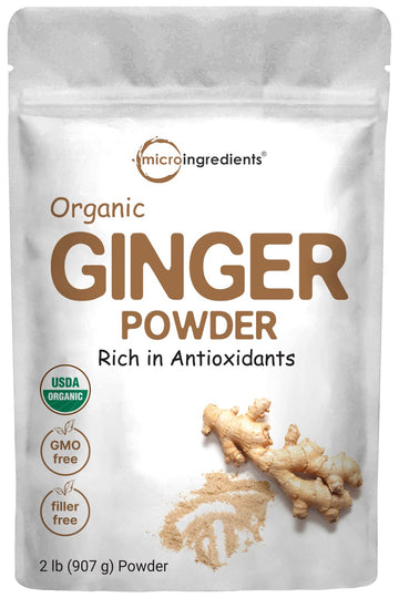 Organic Ginger powder, 2lbs (32oz) | Premium Source for Spice & Seasoning | Great for Baking, Cooking & Tea | Additive Free, Non-GMO, Bulk Supply