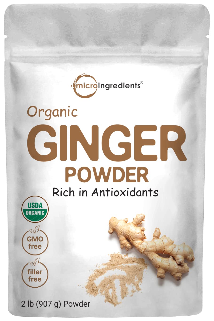 Organic Ginger Powder, 2Lbs (32Oz) | Premium Source For Spice & Seasoning | Great For Baking, Cooking & Tea | Additive Free, Non-Gmo, Bulk Supply