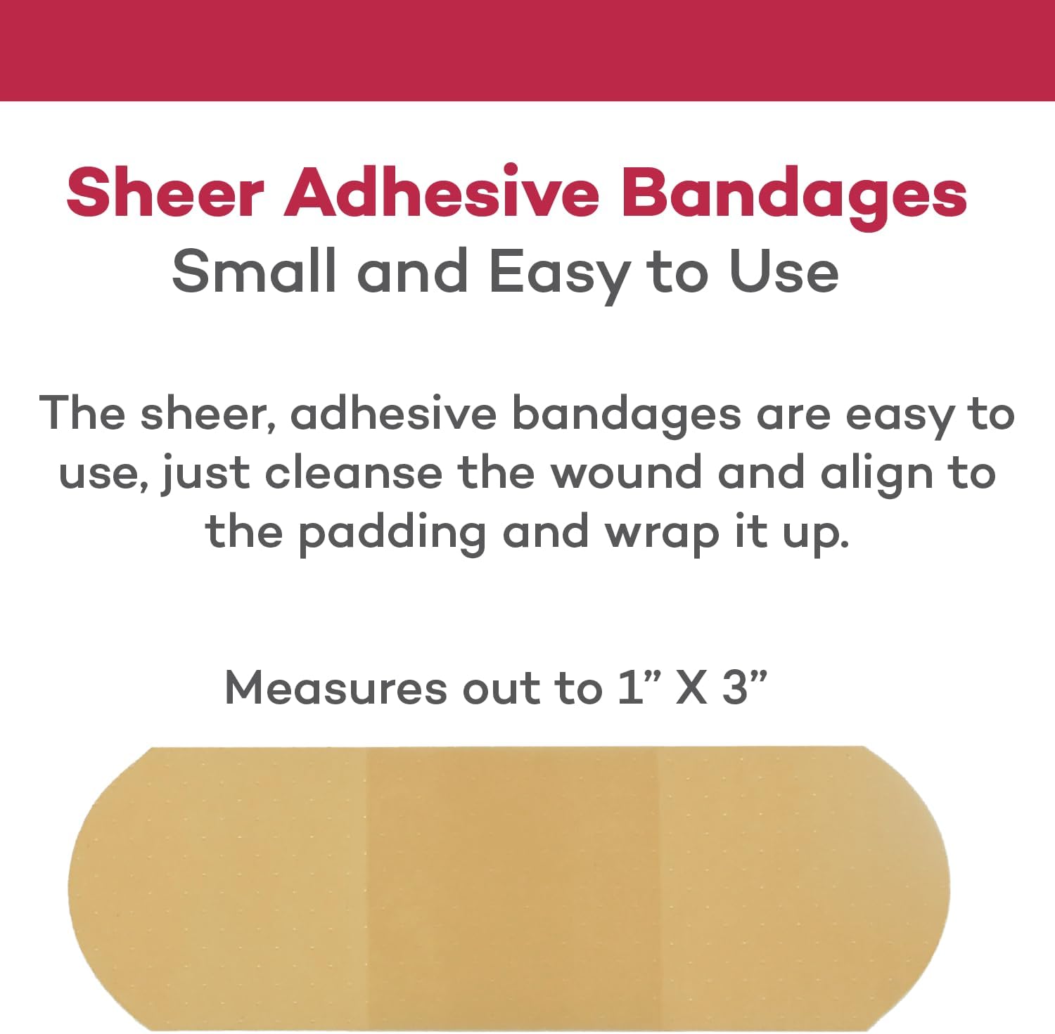 Dealmed Sheer Plastic Flexible Adhesive Bandages – 100 Count (1 Pack) Bandages with Non-Stick Pad, Latex Free, Wound Care for First Aid Kit, 1" x 3" : Health & Household