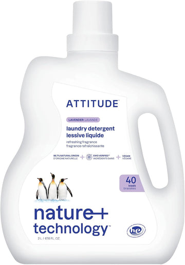 Attitude Liquid Laundry Detergent, Ewg Verified Laundry Soap, He Compatible, Vegan And Plant Based Products, Cruelty-Free, Lavender, 40 Loads, 67.6 Fl Oz