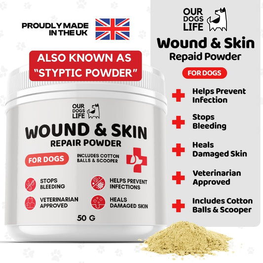 Wound & Skin Repair Powder For Dogs | Dog Styptic Powder Stops Bleeding, Quickly Repairs Wound & Damaged Skin in Dogs | Pets Safe Treatment for Cuts, Nail Clipper Nicks and Grooming First Aid |