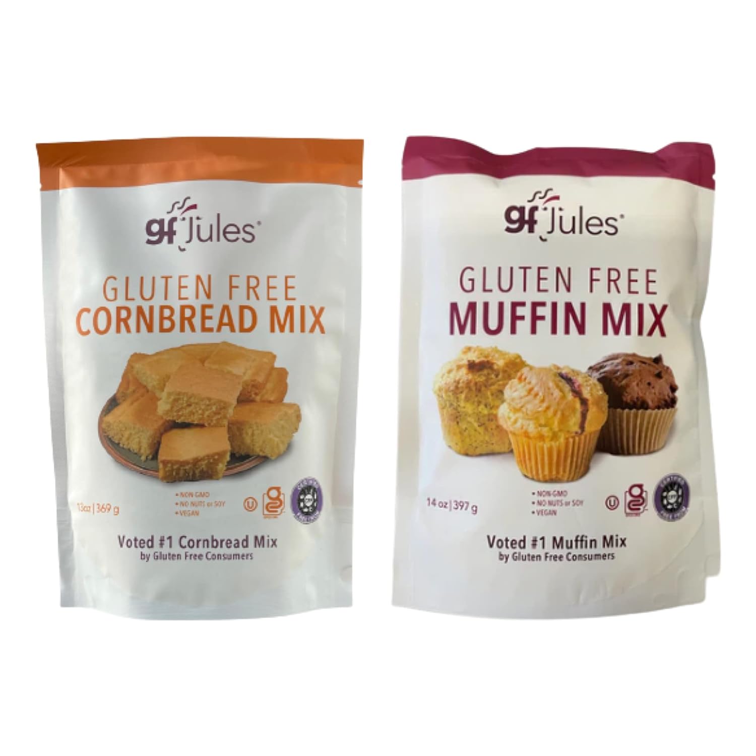 gfJules Certified Gluten Muffin Mix and Cornbread Mix | No Grit, Non-GMO, Vegan & Kosher | Voted #1 by Gluten Free & Celiac Consumers