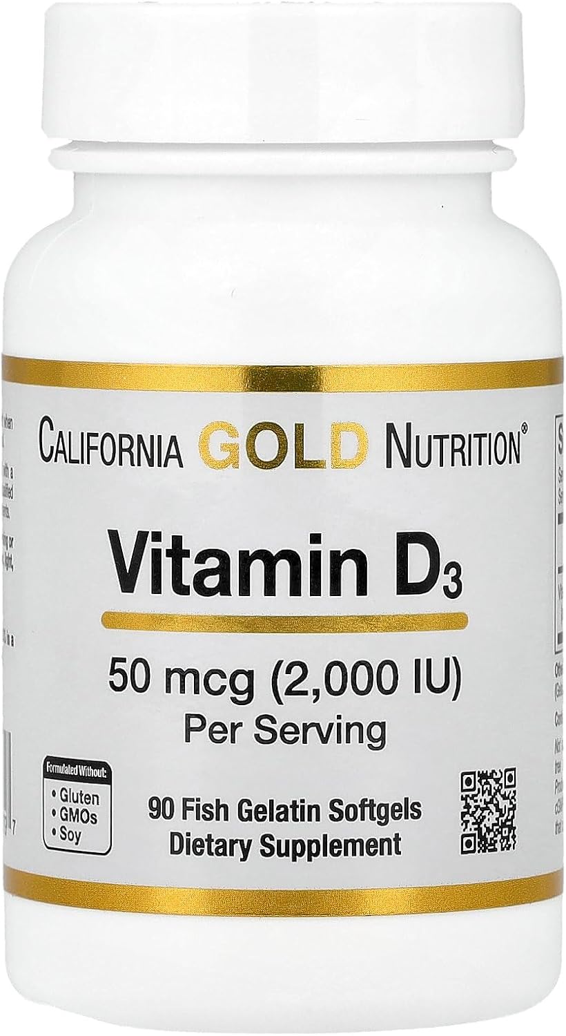 California Gold Nutrition Vitamin D3, 50 Mcg (2,000 Iu), 90 Fish Gelatin Softgels