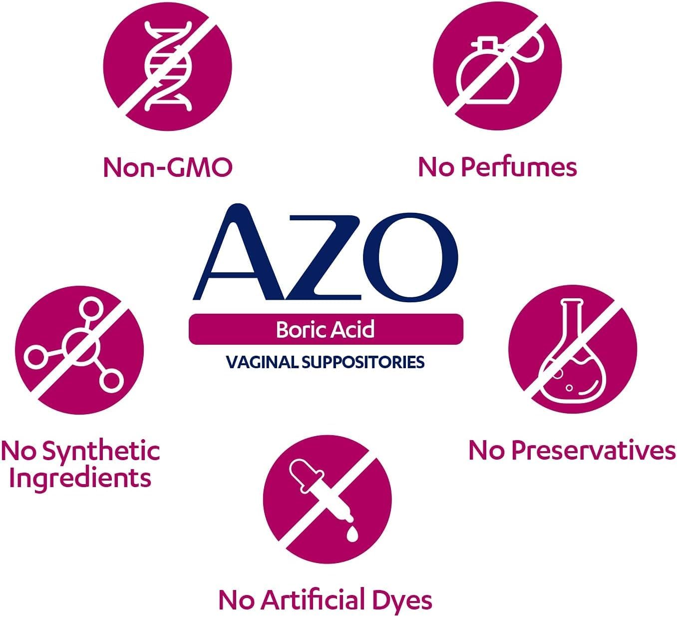 AZO Yeast Plus Dual Relief 60 Tablets, Yeast Infection & Vaginal Symptom Relief + Boric Acid Vaginal Suppositories, Helps Support Odor Control & Balance PH with Clinically Studied Boric Acid 30 CT : Clothing, Shoes & Jewelry