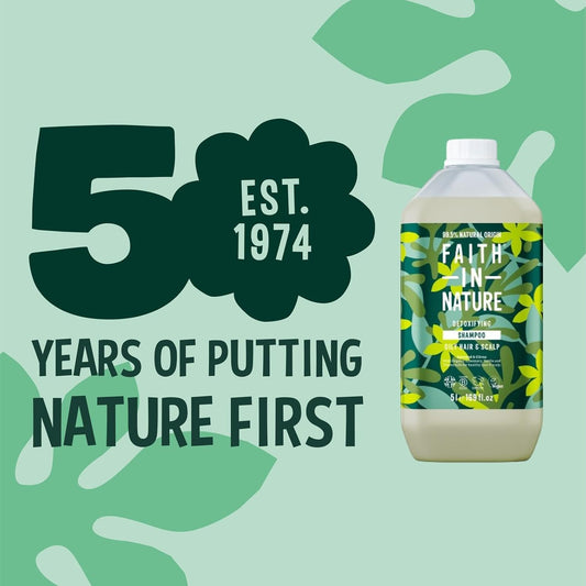 Faith In Nature Organic Coconut Shampoo, Hydrating For Dry Hair & Scalp, Vegan & Cruelty Free, No Sls, Silcones Or Parabens, 5L Refill Pack
