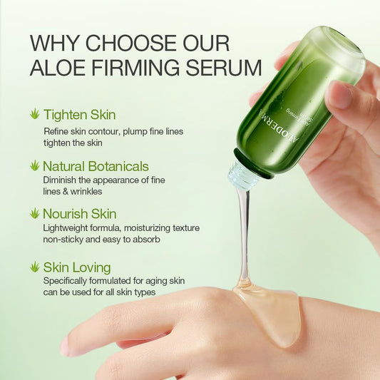 Aloderma Firming Face Serum with 64% Organic Aloe Vera - Age-Defying Face Plumping Serum for Radiant Skin - Tighten Skin, Reduce the Appearance of Fine Lines & Wrinkles with Hyaluronic Acid, 1.7 Oz