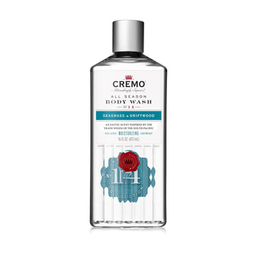 Cremo Rich-Lathering Seagrass & Driftwood Body Wash for Men, A Coastal Scent with Notes of Sea Salt, Seagrass and Driftwood, 16 Fl Oz