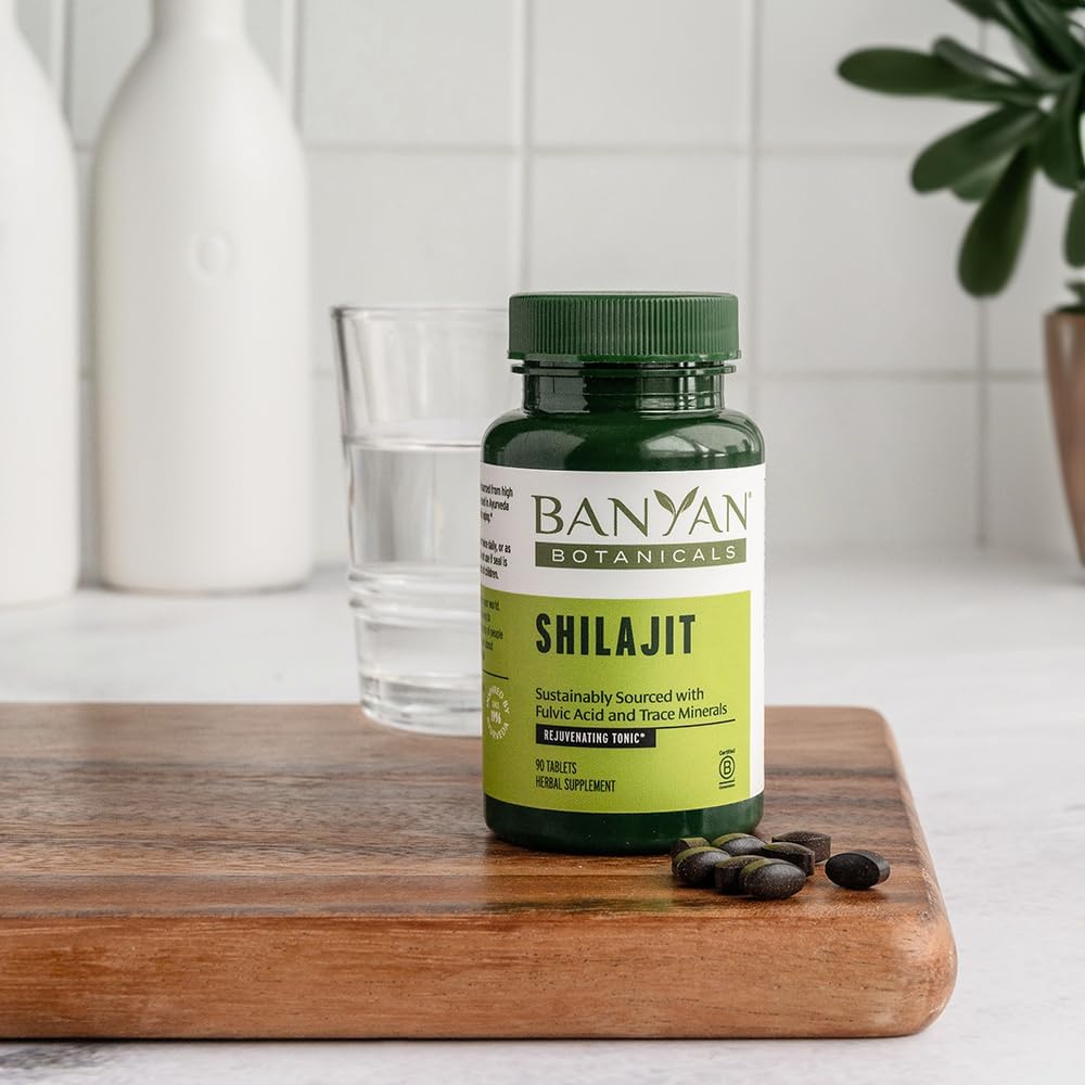Banyan Botanicals Shilajit – Organic and Sustainable Mineral Pitch – Mineral-Rich Shilajit Supplement for Natural Detoxification and Healthy Aging* – 90 Tablets – Non GMO Sustainably Sourced Vegan : Health & Household