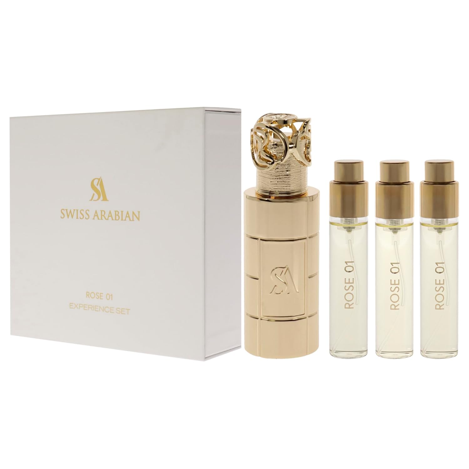 Swiss Arabian Rose 01 Giftset - Arabian Perfumes For Women And Men - Long Lasting Perfume - Floral, Rose, Vanilla Perfume - 3 Bottles With Case - 4 Pc : Beauty & Personal Care