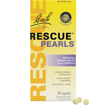Bach Rescue Pearls, Natural Orange Vanilla Flavor, Natural Stress Relief, Homeopathic Flower Essence, Quick-Dissolve, Gluten & Sugar-Free, 28 Count