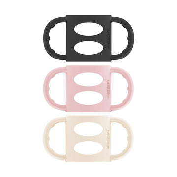 Dr. Brown’S Milestones 100% Silicone Baby Bottle Handles, Narrow, Black, Light Pink, Ecru, 3 Pack, 4M+