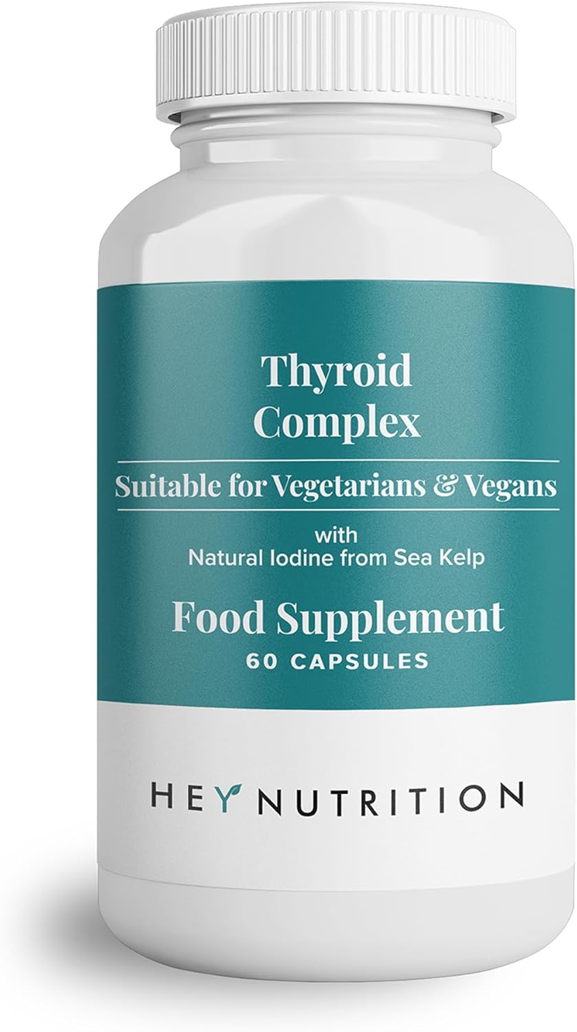 Hey Nutrition Thyroid Complex Supplement - Copper, Iron, Zinc, Selenium, Vitamin B Blend - Advanced Thyroid Function - 60 Capsules/30 Servings - Non-Gmo, Vegan