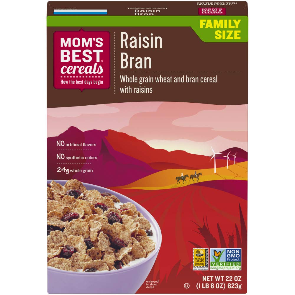 Mom's Best Raisin Bran Cereal, Whole Grain, 22 Ounces (Pack Of 10)