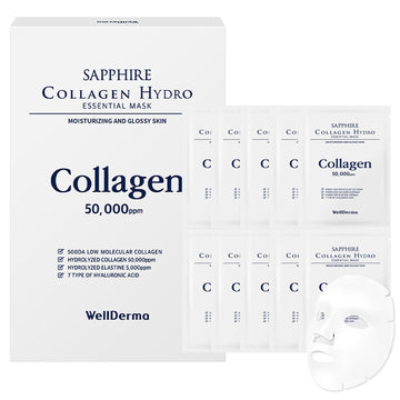 Wellderma Sapphire Collagen Hydro Essential Mask 10 Sheets Skin Soothing Calming