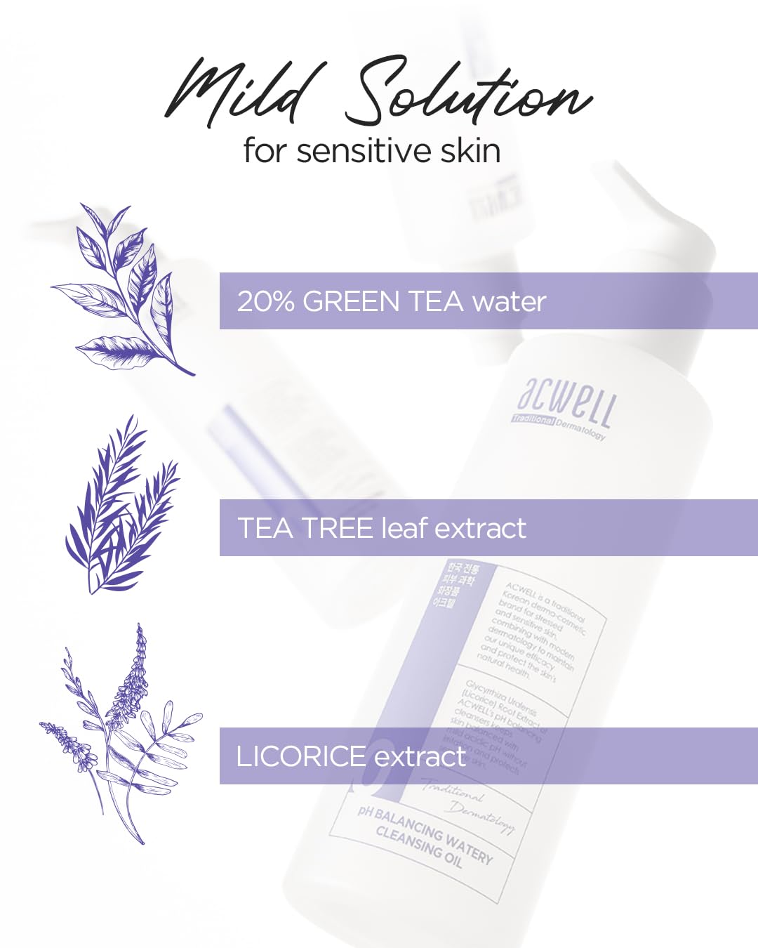 Acwell Ph Balancing Watery Cleansing Oil Facial Cleanser 6.76 Fl.Oz. - Makeup Cleansing Water Oil For Sensitive Skin, Lightweight Watery Oil Formula, Tea Tree Leaf Extract, Gentle Blackhead Cleanser : Beauty & Personal Care