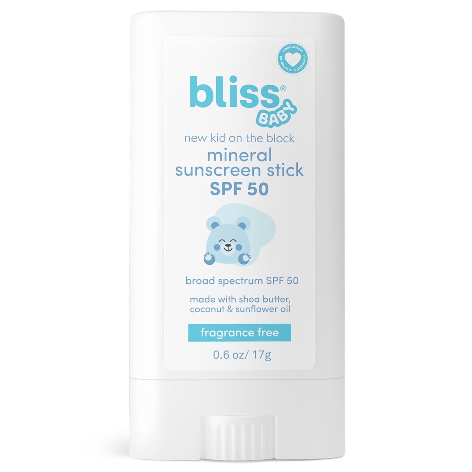 Bliss Baby Mineral Sunscreen Stick Spf 50, Natural Zinc Oxide, Fragrance-Free, Hypoallergenic & Dermatologist Tested, Water-Resistant, Vegan, Sensitive Skin - For Babies, Kids & Whole Family