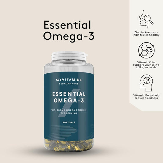 Myprotein Essential Omega 3 | 300Mg Fish Oil Softgels With Epa & Dha | Supports Heart Health, Joint Care & General Wellbeing | 250 Capsules | 80 Day Supply | Omega-3 Fatty Acids Supplement