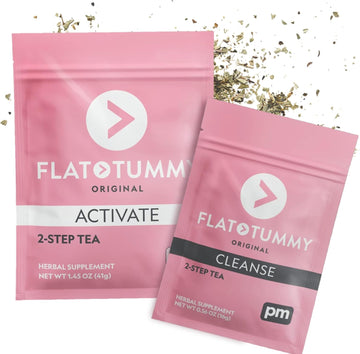 Flat Tummy Detox Tea (2 Week Program) – 2-Step Detox Tea To Boost Energy & Reduce Bloating* - All Natural Detox Cleanse W/ Green Tea, Lemon Balm, Dandelion, Fennel, & More - Digestion Support