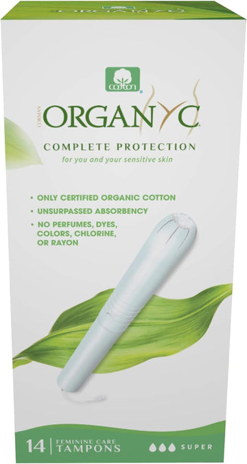 ORGANYC Hypoallergenic 100% Organic Cotton Internal Tampons with Applicator, SUPER, 14-count Boxes (Pack of 2)