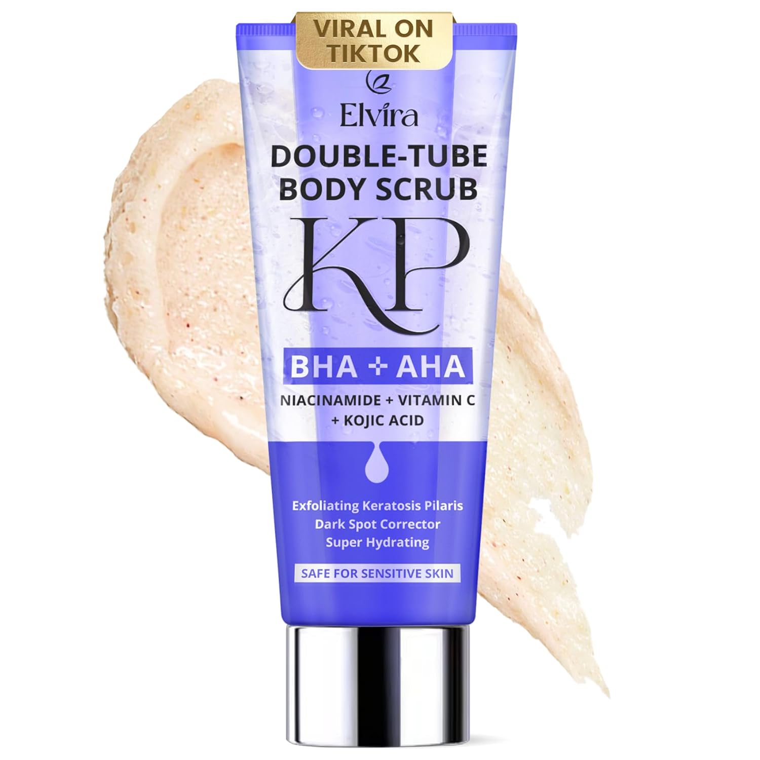 Elvira Kp Bump Eraser Body Scrub, Exfoliating Body Scrub For Keratosis Pilaris, Smooth Skin With 10% Aha Bha And Niacinamide, Moisturizing And Brightening, Body Skin Care Products, Deep Cleansing